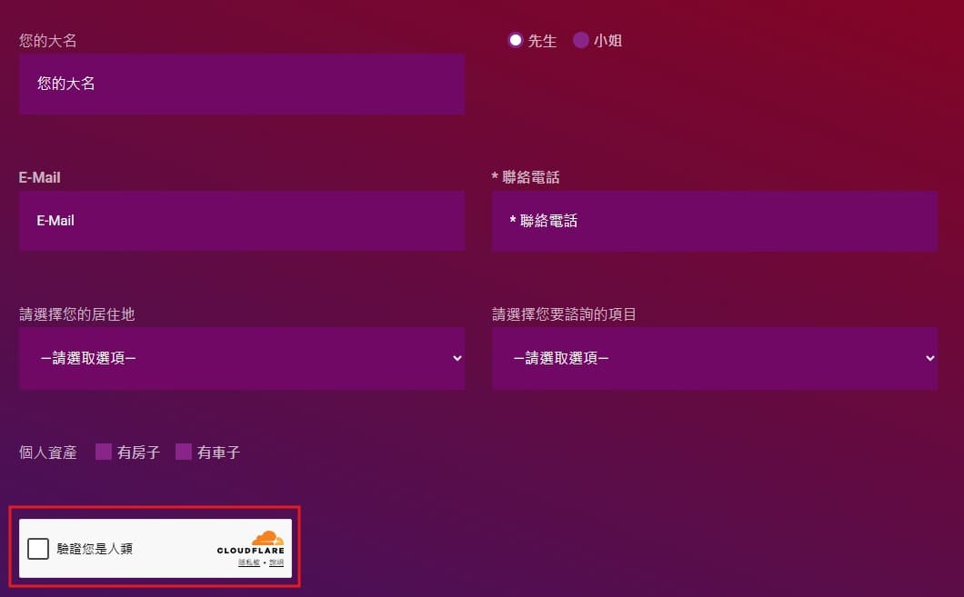 前台表單 Cloudflare 安裝成功
